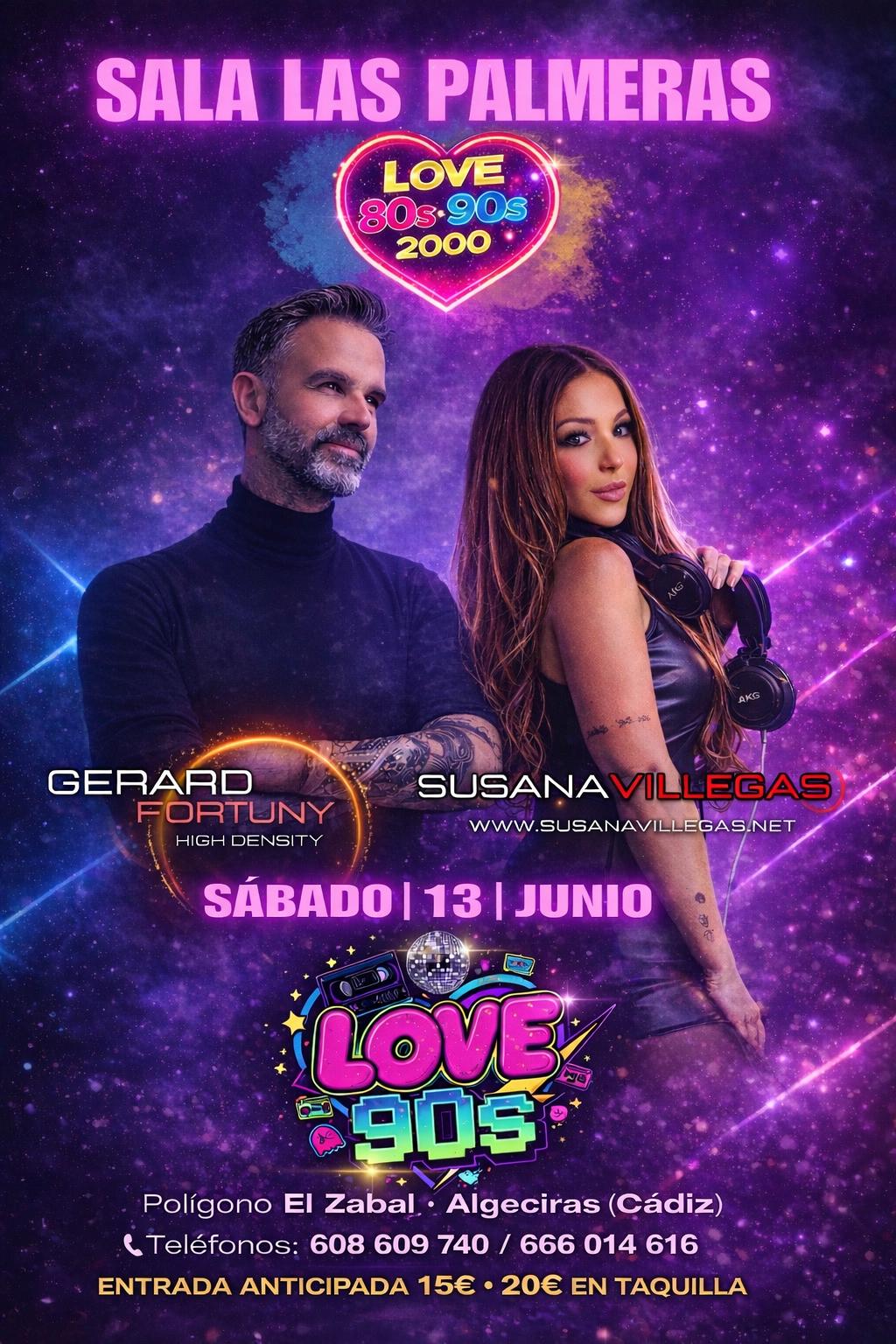 Cartel Love 80's y 90's — Sala Las Palmeras